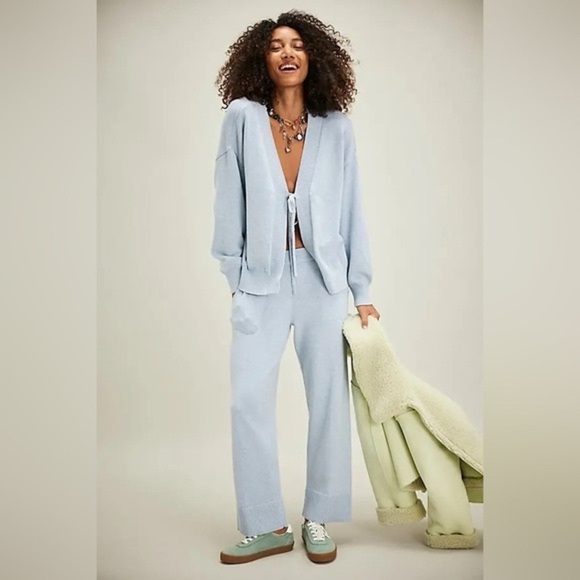 Free People Beach Solar Sweater Set Cardigan Wide Leg Knit - Picture 1 of 10